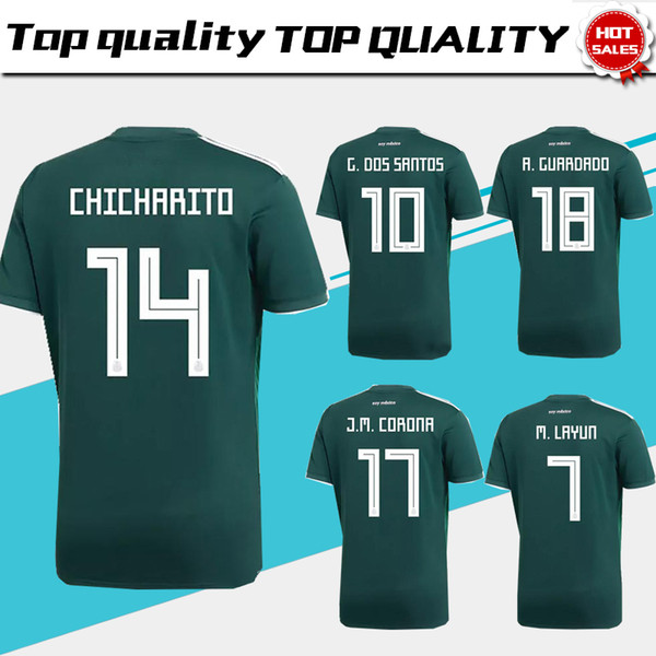 2018 world cup Mexico home green Soccer Jersey Mexico home Soccer Shirt #14 CHICHARITO #22 H.LOZANO M.LAYUN football Uniform Sale Size S-3XL