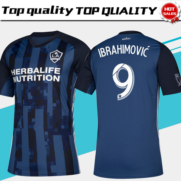 MLS 2019 Los Angeles Galaxy away Soccer Jersey LA GALAXY away blue Soccer Shirt Customized # 9 IBRAHIMOVIC men football uniform size S-4XL