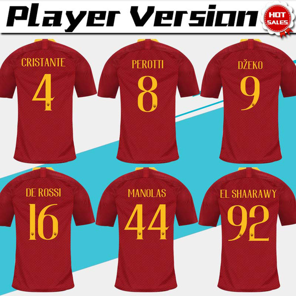 Player version #10 TOTTI Roma home red Soccer Jersey 18/19 DE ROSSI A.S.Roma Soccer Shirt DZEKO EL SHAARAWY football uniform Sales