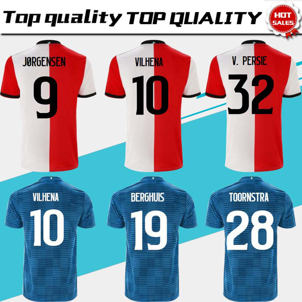 #32 V.PERSIE Feyenoord home Soccer Jersey 18/19 #10 VILHENA red white Soccer Shirt #9 JORGENSEN Feyenoord away blue Football uniform