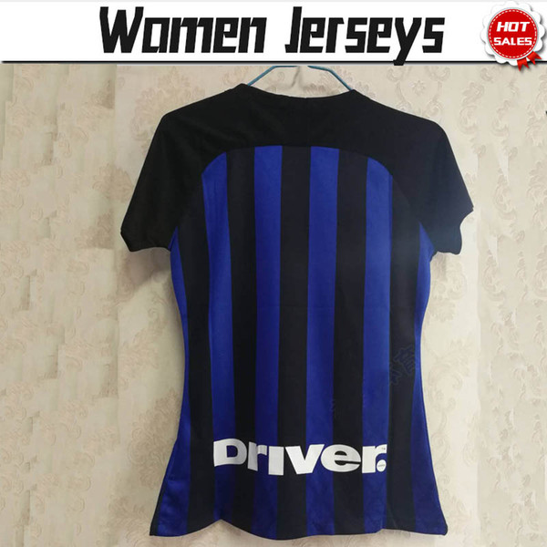 Women Jerseys 2019 Inter Home Soccer Jersey 18/19 Inter Soccer Shirt Customized #9 ICARDI #10 LAUTARO #14 NAINGGOLAN Woman Football Uniform