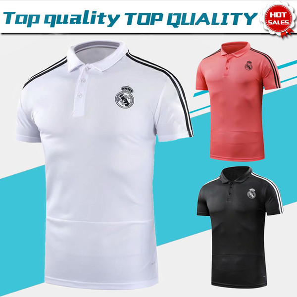 POLO Real Madrid Red Soccer Jersey 19/20 Black Soccer Polo Madrid White Football Uniforms Sportswear On Sale Cannot Print