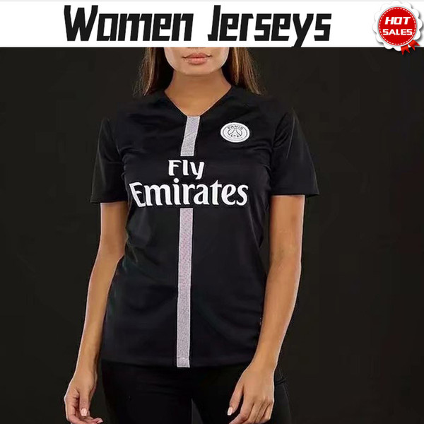 New Logo Women PSG Soccer Jersey 18/19 #10 NEYMAR JR #7 MBAPPE Black Woman Soccer Shirt 2019 PSG Girl Football Shirts