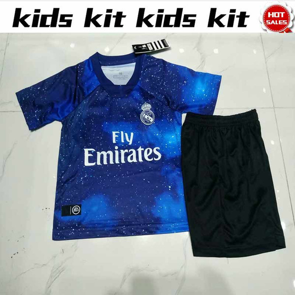 2019 Kids kit Real madrid jerseys Limited Edition blue18/19 EA Sports #10 MODRIC #12 MARCELO football shirts kids soccer jerseys shirt+pants