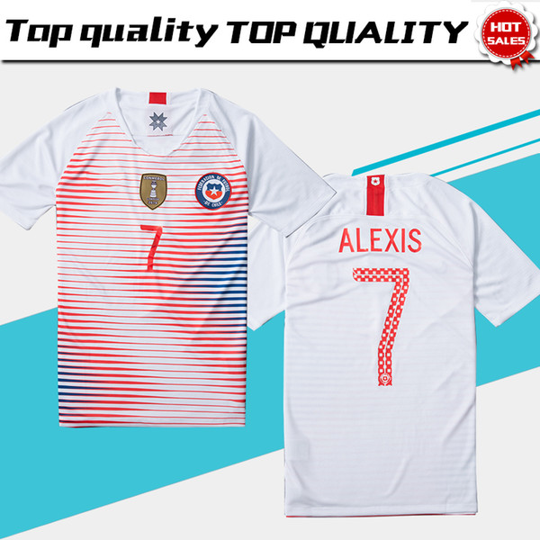 2018 Chile National Team Soccer Jersey 18/19 #7 ALEXIS #10 VALDIVIA Chile away white Football Shirt uniform