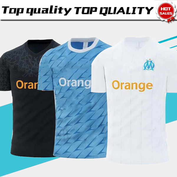 New Marseille Home White Soccer Jerseys 19/20 Away blue #10 PAYET Olympique de Marseille Third Black Soccer Shirt #26 THAUVIN Uniform