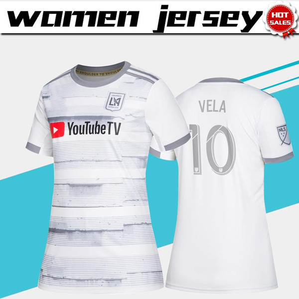 Women Jerseys Los Angeles FC away white Soccer Jersey 2019 LAFC female Soccer Shirt Customized # 10 VELA girl Football Uniform