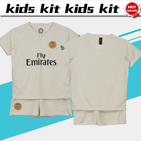 2019 Kid Soccer Jersey PSG Kids Kit 18/19 #10 NEYMAR JR Away Soccer Jerseys #7 MBAPPE #9 CAVANI Child Soccer Uniform Tops+shorts