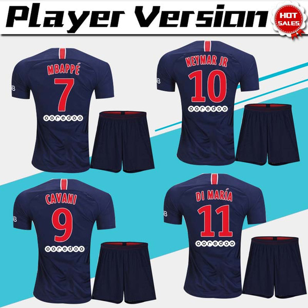 player version suit #10 NEYMAR JR PSG home Soccer Jersey suit 18 19 home Soccer Shirt kit #7 MBAPPE PSG Football uniform jersey+shorts