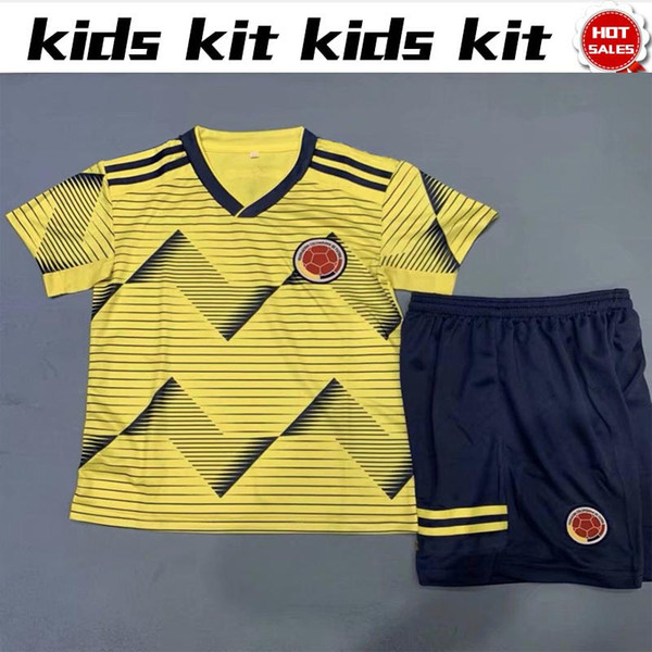 2019 Kids Jersey Copa América Colombia home kit with pants 19/20 Child #10 JAMES Football Shirts home Boy soccer Kit 2019 shirt+pants