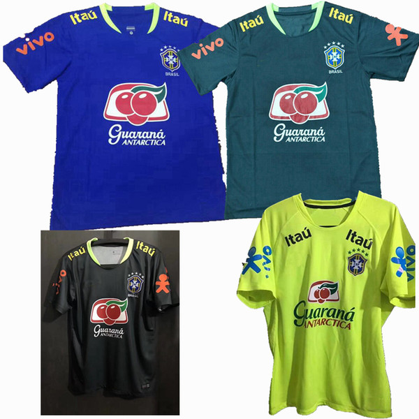 New Sports football Brazil shirt blue black green training suit Soccer Jerseys S-2XL