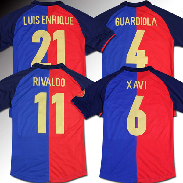 Top 1899 1999 Retro Soccer jersey LUIS ENRIQUE XAVI RIVALDO RIVALDO 100 Anniversary Retro football shirt