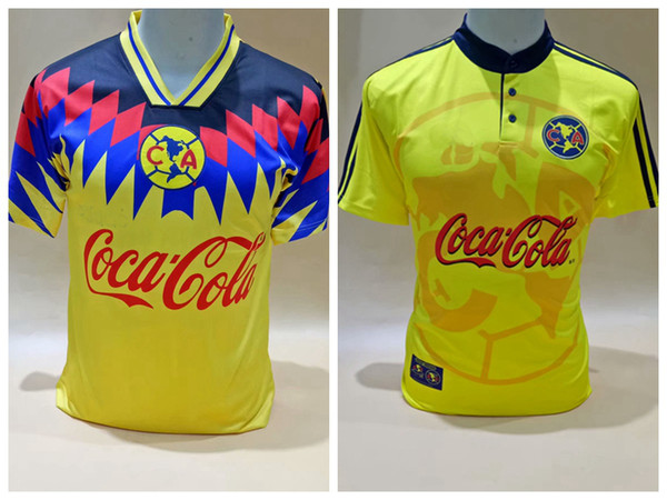 Club America Liga MX Retro Soccer Jerseys Club America Retro yellow football Shirts S-2XL