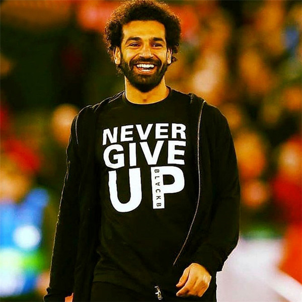 New champions league M.SALAH NEVER GIVE UP Fans Tops Tees Soccer Jersey football casual white cotton t shirts S-2XL