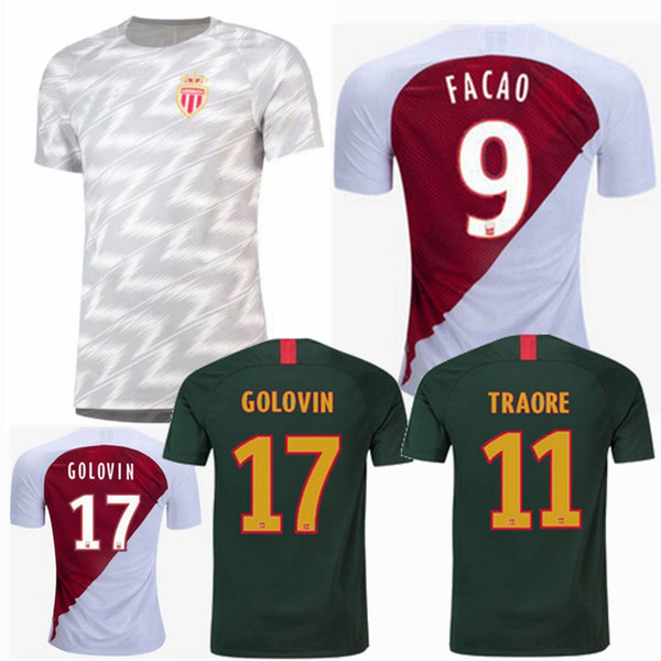 2018 2019 Monaco FC Soccer Jersey 18 19 AS Monaco FALCAO JOVETIC TRAORE GOLOVIN home away football Training shirts S-2XL