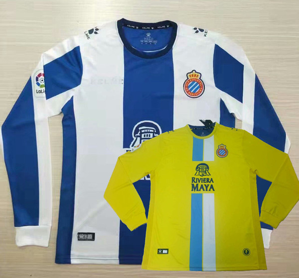 La Liga 2018 2019 RCD Espanyol long sleeve home away Soccer jersey 18 19 Perez Borja Iglesias Sergi Darder Wu lei football full shirt S-2XL