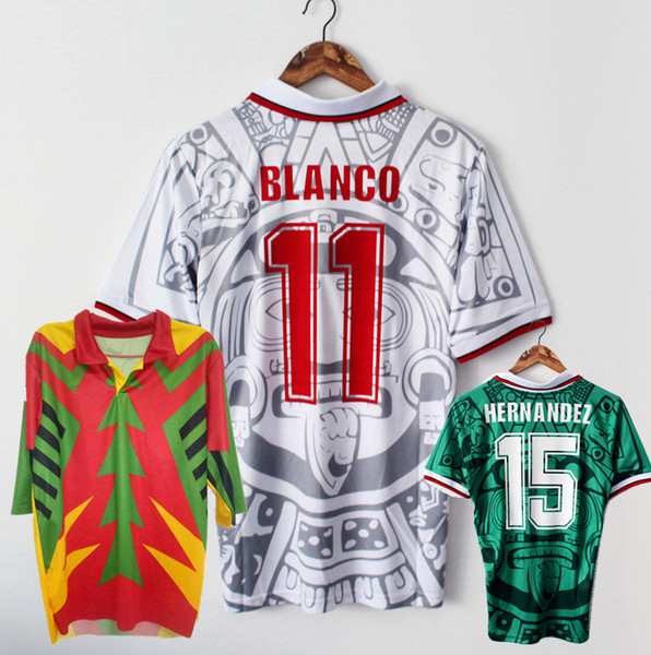Top 1998 Mexico Retro Soccer jersey CAMPOS BLANCO HERNANDEZ 1994 goalkeeper home away Retro football shirt S-2XL