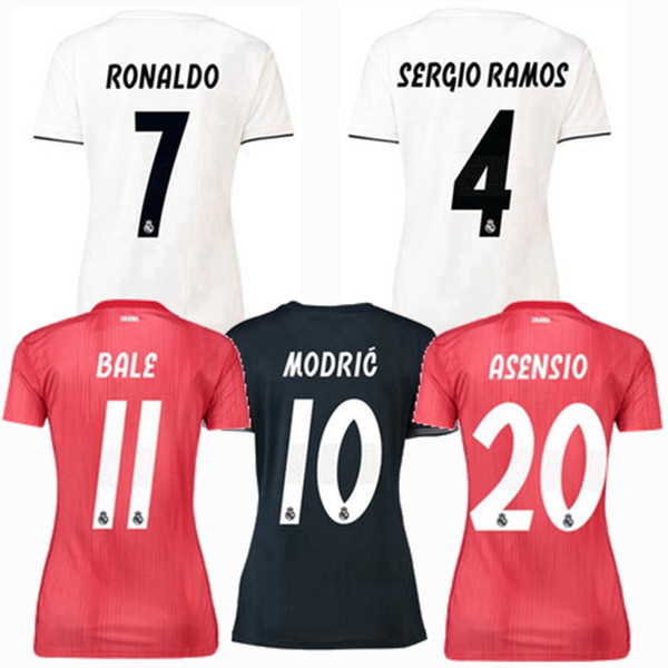2018 2019 Real madrid women Soccer Jersey Benzema Ronaldo Modric Kroos Sergio Ramos Bale Marcelo ASENSIO Modric 18 19 football shirts S-XL