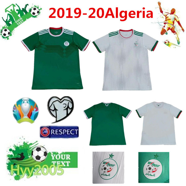 2019 Algeria Soccer Jersey 19/20 Home White MAHREZ FEGHOULI Soccer Shirt Away Green Football Athletics Uniforms Thai quality Size S-XXL