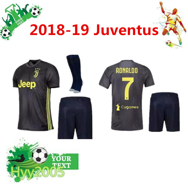 2018-19 Juventus Soccer Jersey+sock 18/19#7 RONALDO DYBALA Soccer Shirt setMARCHISIO MANDZUKIC PJANIC HIGUAIN football uniform Sales