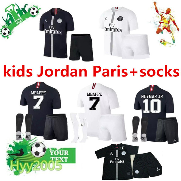 2018 19 Paris Saint Germain Paris Champions League third kids Soccer Jersey sets+socks Mbappe Cavani champions kids football kitshirt