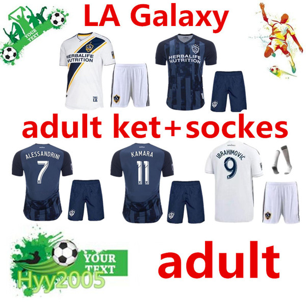 MLS Los Angeles Galaxy Soccer Jersey kit+sockes 2019 New LA Galaxy Jersey 9 Ibrahimovic 10 Giovani 11 KAMARA football kit