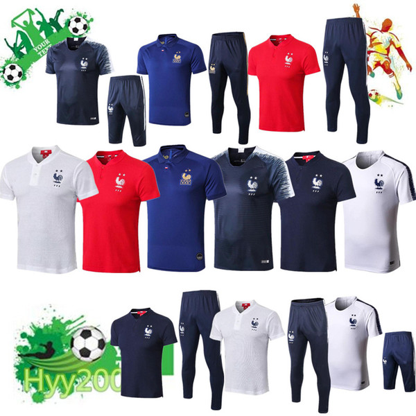 2 Star Thai 2018 France soccer Short sleeve Tracksuit Polo shirt MBAPPE GRIEZMANN Maillot de Foot football polo training wear