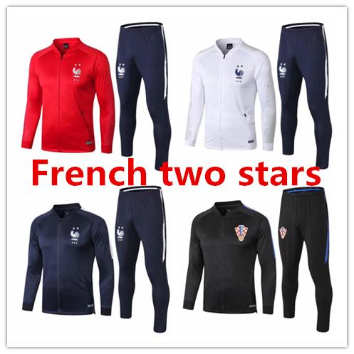 Top quality FR two stars Soccer Jacket MODRIC Football Full zipperTraining Suit FR POGBA MBAPPE Football jogging suit