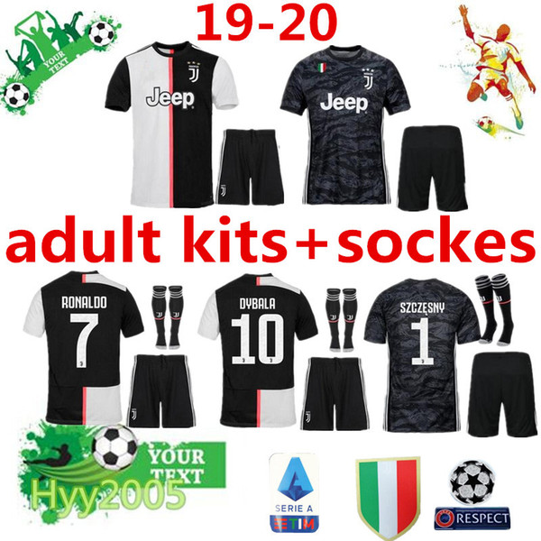 19 20 Juventus soccer jersey adult kits+sockes 2019 2020 RONALDO uniforms champions Bernardeschi DYBALA JUVE goalkeeper shirt kits