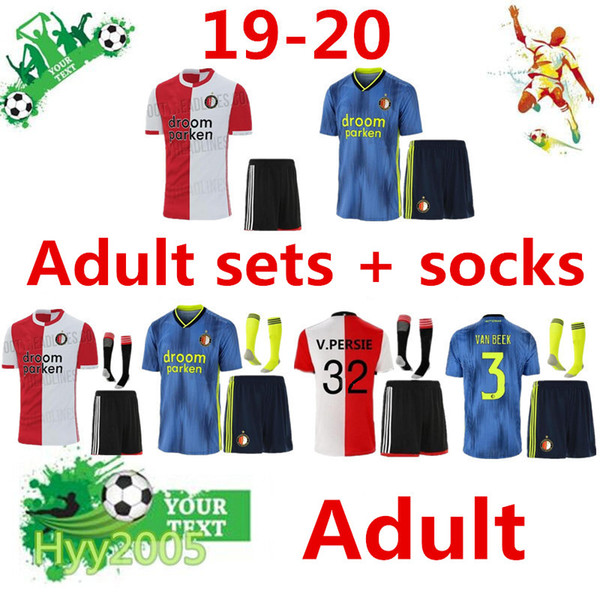 2019/20 Feyenoord soccer jersey Adult sets + socks 2019 2020 LARSSON 32 V.PERSIE 19 BERGHUIS 10 VILHENA 9 JORGENSEN Adult JERSEY SHIRT