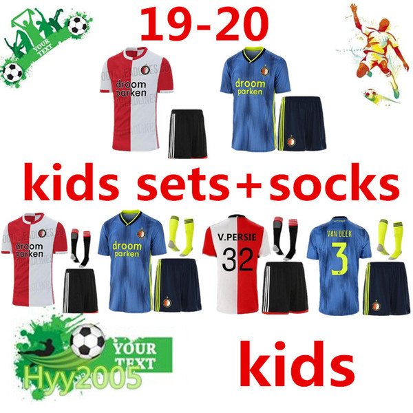 2019/20 Feyenoord child kit+socks 2019 2020 LARSSON 32 V.PERSIE 19 BERGHUIS 10 VILHENA 9 JORGENSEN boys home away soccer jersey