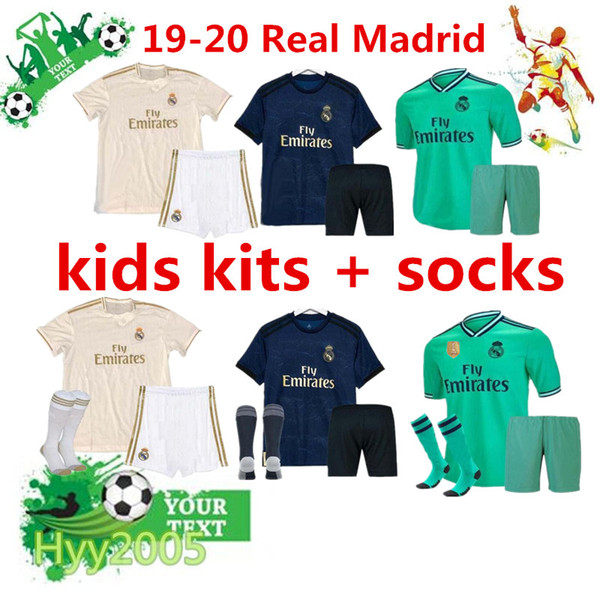 2019/20 Real Madrid child soccer jersey kits+socks 19/20 SERGIO MODRIC RAMOS Football shirt Asensio MARCELO BALE ISCO child Soccer Sets