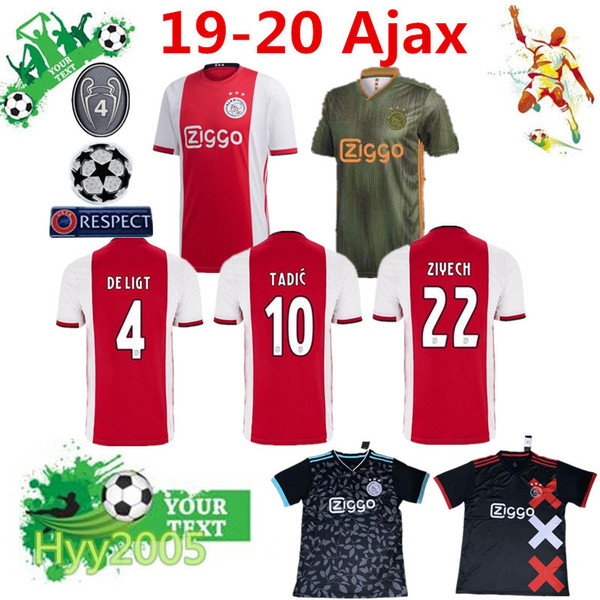 2019/20 Ajax home red white Soccer Jerseys 19/20 away Soccer Shirt 2019 #10 TADIC #21 DE JONG #4 DE LIGT #22 ZIYEC football uniform