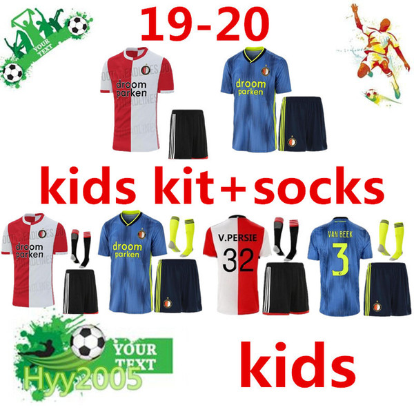 Feyenoord child kit+socks 2019 2020 LARSSON 32 V.PERSIE 19 BERGHUIS 10 VILHENA 9 JORGENSEN kids soccer jersey