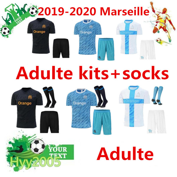 Olympique de Marseille Football jersey kits+socks 2019 2020 OM Marseille Maillot De Foot PAYET L.GUSTAVO THAUVIN Adulte Soccer jerseys