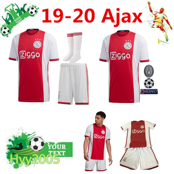 Top quality 2019 2020 Ajax FC Away Soccer Jerseys kits+socks 18 19 DOLBERG ZIYECH HUNTELAAR YOUNES MEN Ajax Football Shirt kit