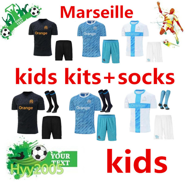 19/20 Marseille Kids kit +socks10 PAYET Soccer Jersey 2019 Olympique Marseille Home OCAMPOS BATSHUAYI THAUVIN child 3rd Football shirt