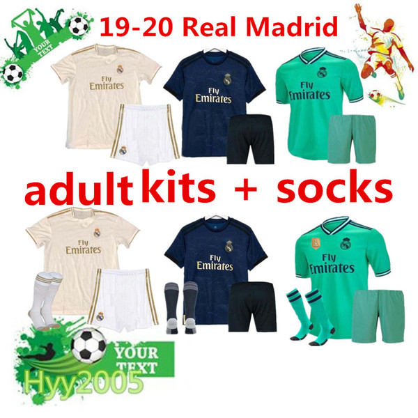 best quality 19 20 Real Madrid soccer jersey Full set+socks 2019 camiseta de futbol MARCELO RAMOS KROOS BENZEMA ISCO MODRIC Football shirts