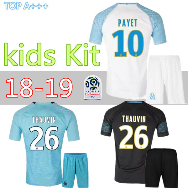 Olympique de Marseille Kids home away third jersey 18 19 OM Maillot De Foot PAYET L.GUSTAVO THAUVIN child jerseys 18 19 Marseille shirts