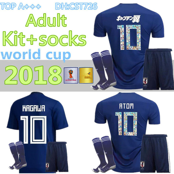 men kit+socks 2018 World Cup Japan home blue Soccer jersey OKAZAKI KAGAWA HASEBE NAGATOMO jerseys 2018 2019 japan Football shirt