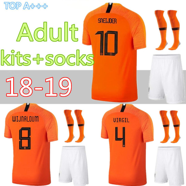 18 19 Netherlands Football Uniforms ROBBEN 2018 2019 V.PERSIE Holland SNEIJDER Soccer Sets VIRGIL BERGWIJN Netherlands MEMPHIS Football Kits