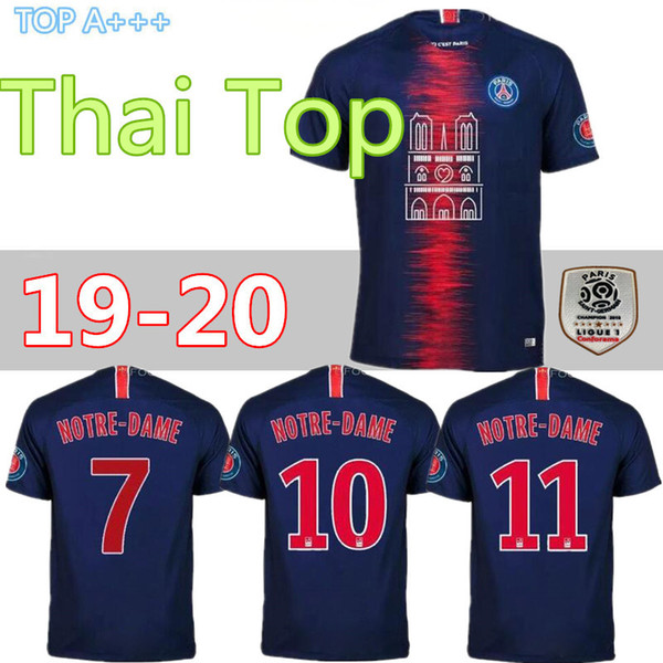 19 20 psg Notre Dame soccer jerseys home mbappe maillot de foot 2018 2019 Paris CAVANI Patch third camisetas soccer football shirts