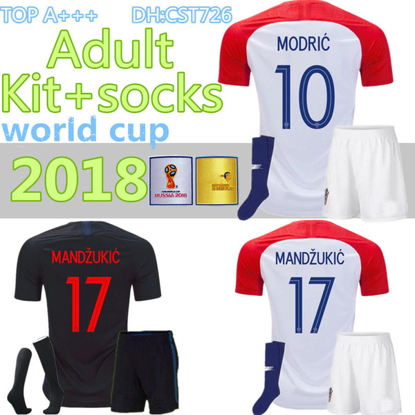 2018 Designed for home adult kit+socks Soccer Jersey MODRIC PERISIC RAKITIC MANDZUKIC SRNA KOVACIC KALINIC Hrvatska Football Shirt