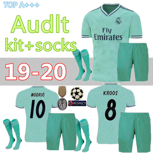 19 20 Real Madrid third soccer jersey adult kits+socks camiseta de futbol MARCELO RAMOS KROOS BENZEMA ISCO MODRIC Football shirt