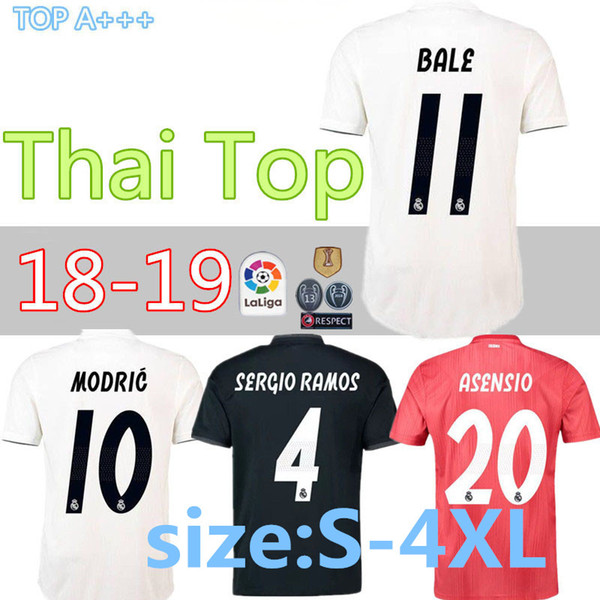 18 19 soccer jersey Asensio SERGIO MODRIC RAMOS MARCELO BALE ISCO Camiseta 2018 real madrid maillot football shirts