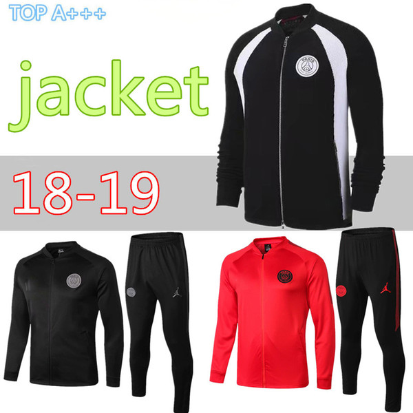 18-19 PSG soccer jacket sets Saint Germain hoodie football tracksuit black 3rd traning suit pants