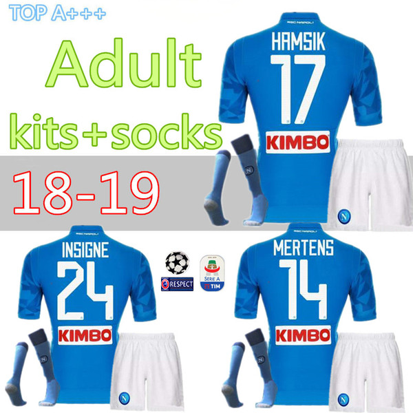 New 18 19 Napoli Soccer Jersey kits 2018 2019 Naples HAMSIK ZIELINSKI INSIGNE MERTENS CALLEJON PLAYER home football shirts kit best quality