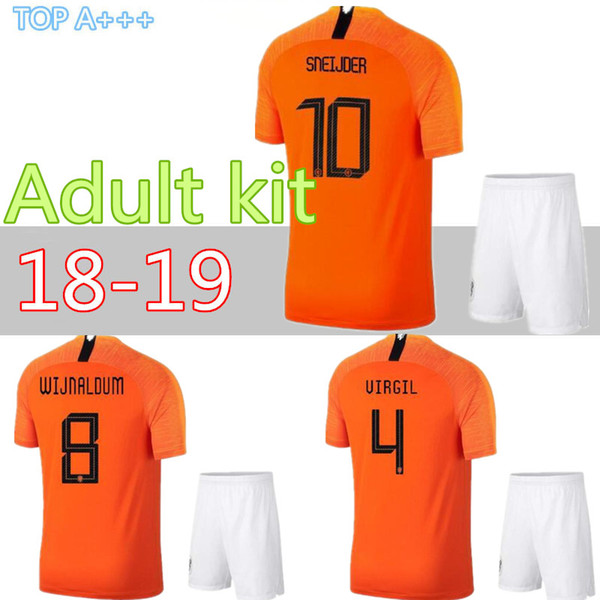 Netherlands Football Uniforms ROBBEN 2018 2019 home V.PERSIE Holland SNEIJDER Soccer Sets VIRGIL BERGWIJN Netherlands MEMPHIS Football Kits