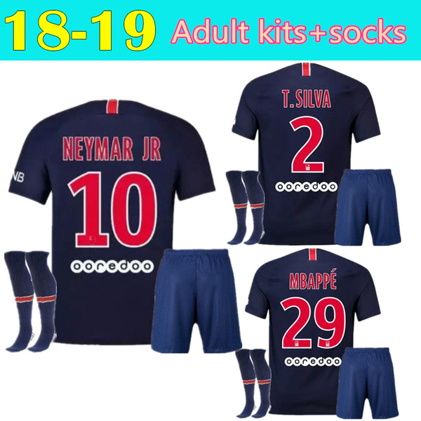 2018 2019 adult soccer with socks neymar jr soccer Jerseys psG mbappe VERRATTI CAVANI DI MARIA PASTORE MAILLOT DE FOOT FOOTBALL SHIRT