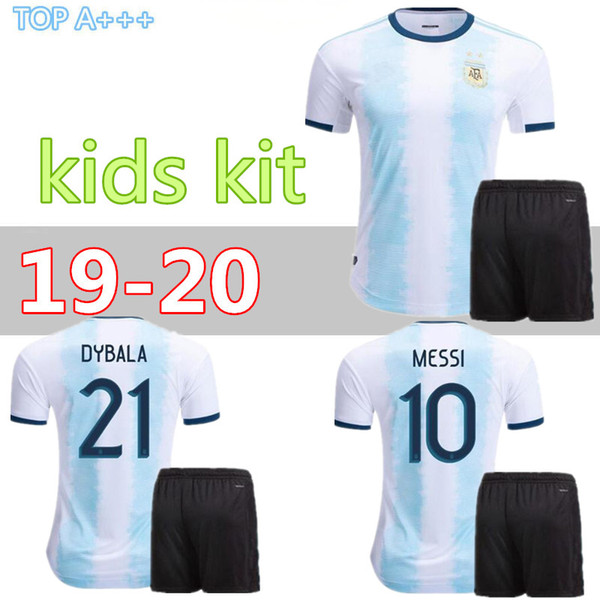 Copa America 2019 child Argentina soccer jersey 2020 kids KITS 19 20 MESSI DYBALA MARADONA AGUERO DI MARIA HIGUAIN football shirts